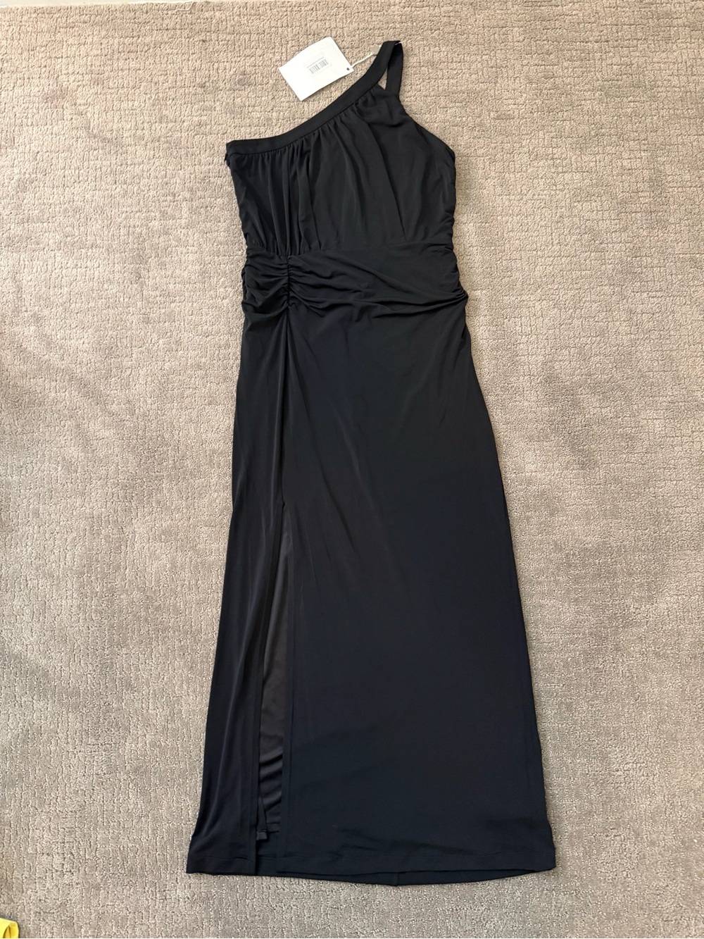 NWT Black Halston One-shoulder Floor length Jersey Dress - Sz M